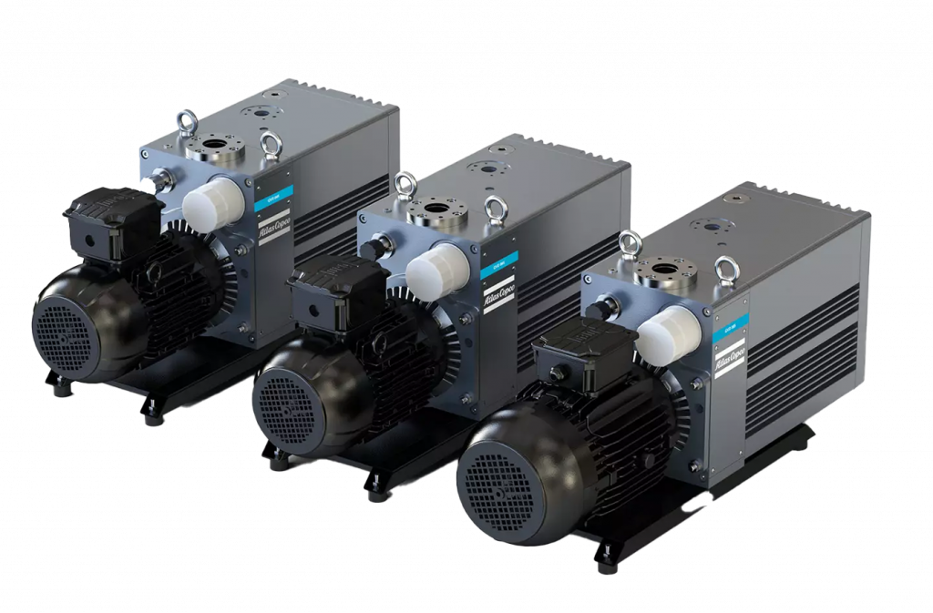 Bombas de vacío de paletas rotativas de dos etapas selladas con aceite GVD 045/065/085 Atlas Copco.